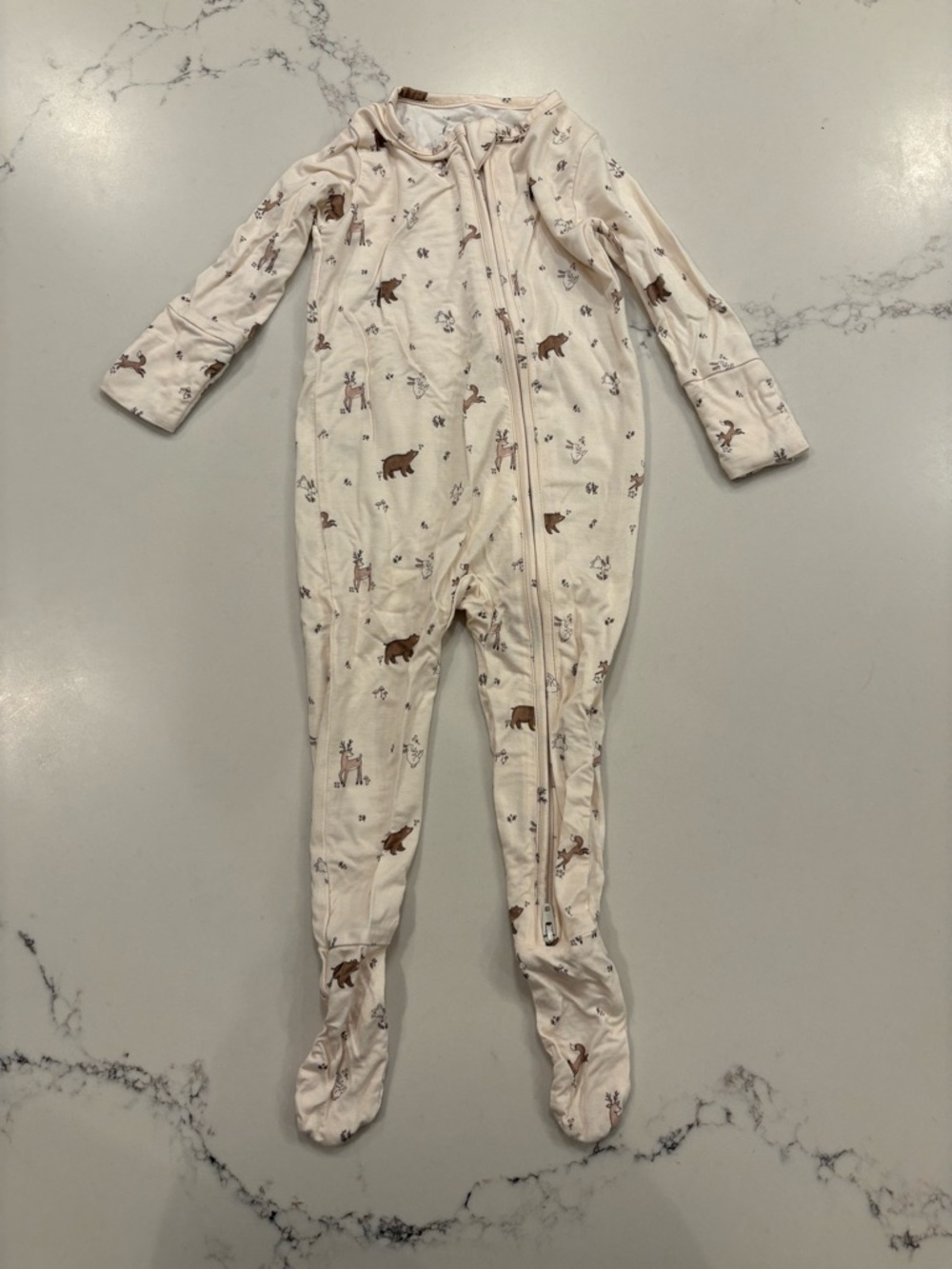 Luna and Luca Bamboo Footie Sleeper Woodland Animal Print Super Soft